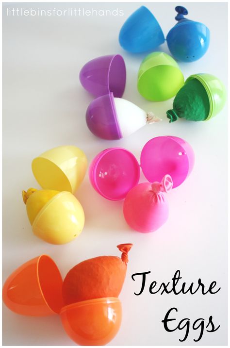 Texture Eggs Tactile Sensory Play Activity from Little Bins for Little Hands Visual Activities, Egg Activities, Easter Sensory, High Scope, Tactile Sensory, Sensory Tubs, Egg Fillers, Spring Classroom, Sensory Ideas