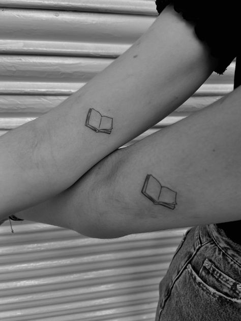 Book Tattoo Matching, Matching Best Friend Book Tattoos, Book Friend Tattoos, Book Matching Tattoos, Bookish Best Friend Tattoos, Book Best Friend Tattoos, Book Bestie Tattoos, Matching Book Tattoos For Best Friends, Best Friend Book Tattoos