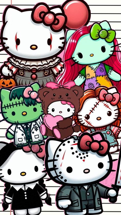 hello kitty Halloween Ghost Face And Hello Kitty, Sally Hello Kitty, Wallpaper Spider Man And Hello Kitty, Vintage Hello Kitty Aesthetic, Hello Kitty Apple Watch Face Wallpaper, Halloween Hello Kitty Background, Halloween Hello Kitty Wallpaper For Ipad, Happy Halloween Hello Kitty, Hello Kitty Tablet Wallpaper