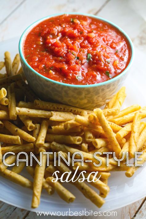 Cantina-Style Salsa from Our Best Bites Mexican Style Salsa Recipe, Our Best Bites, Green Enchilada Sauce, Chips And Salsa, Salsa Recipe, Best Appetizers, Appetizer Dips, Us Foods, Appetizer Snacks