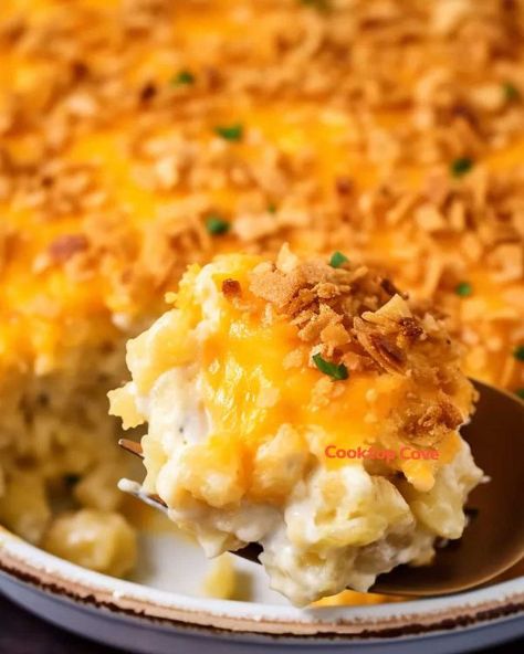 This is "Million Dollar Potato Casserole." It's so good, I need to double the recipe every time I make it Million Dollar Potato Casserole Southern Living, Leftover Mashed Potatoes Casserole, Million Dollar Potato Casserole, Million Dollar Potatoes, Million Dollar Recipes, Company Potatoes Recipe, Million Dollar Roast, Million Dollar Mashed Potatoes, Potluck Casserole