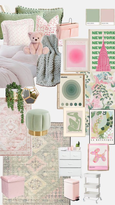 Light Green Dorm Room, Green And Pink Dorm Room, Green And Pink Dorm, Pink And Green Dorm Room, Dorm Room Green, Pink Dorm Room Aesthetic, Pink And Green Room, White Dorm Room, Uc Riverside