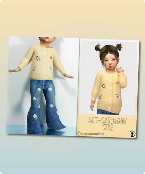 Sims 4 Clothing CC: Set-Cardigan C712 By Turksimmer Toddler Cardigan, Sims 4 Cc Download, Sims 4 Game Mods, Model Nails, Sims 4 Toddler, Best Sims, Ruffle Pants, Sims4 Cc, Girl Toddler