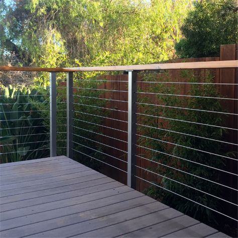 Patio Stainless Steel Wire Balustrade / Steel Cable Railing Stainless Steel Handrail PR-B104 Wire Deck Railing, Wire Balustrade, Metal Deck Railing, Deck Railing Systems, Cable Railing Deck, Stainless Steel Cable Railing, Patio Railing, Deck Railing Design, Cable Railing Systems