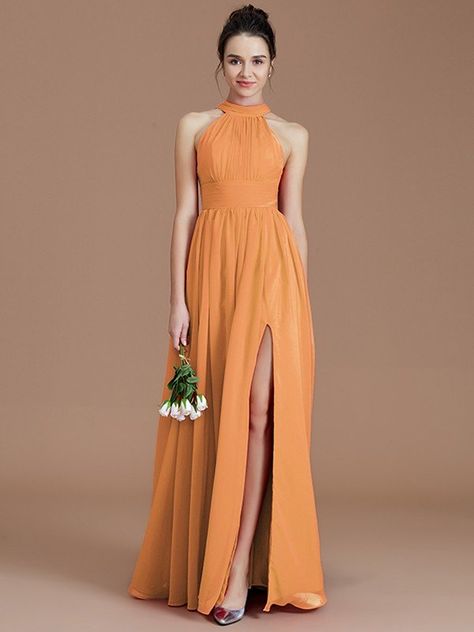 Pale Orange Bridesmaid Dresses, Pastel Orange Bridesmaid Dresses, Pastel Orange Dress, Spring Bridesmaid Dresses, Orange Bridesmaid, Orange Bridesmaid Dresses, Paper Dolls Clothing, Pastel Orange, Floor Length Chiffon Bridesmaid Dresses