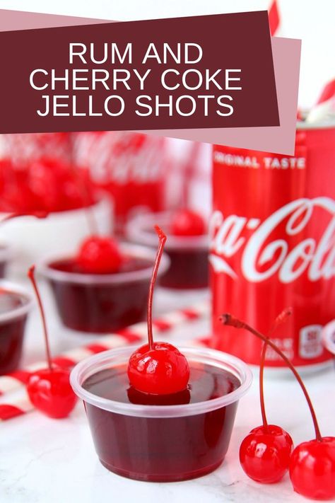 Cherry Coke Jello Shots, Cherry Coke Jello, Coke Jello, Cherry Jello Shots, Rum Jello Shots, Kick Off Football, Shots Alcohol Recipes, Jello Pudding Shots, Jelly Shots