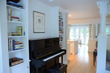 Upright Piano Living Room, Piano Living Rooms, Piano Pictures, Piano Photo, Piano Design, Traditional Family Room, Traditional Family, Piano Room, Upright Piano