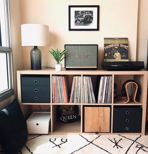 Record Player Setup, Marshall Woburn, Turntable Setup, Time Is Precious, Music Studio Room, Minimalist Bedroom Design, Vinyl Record Storage, Home Studio Music, Record Storage