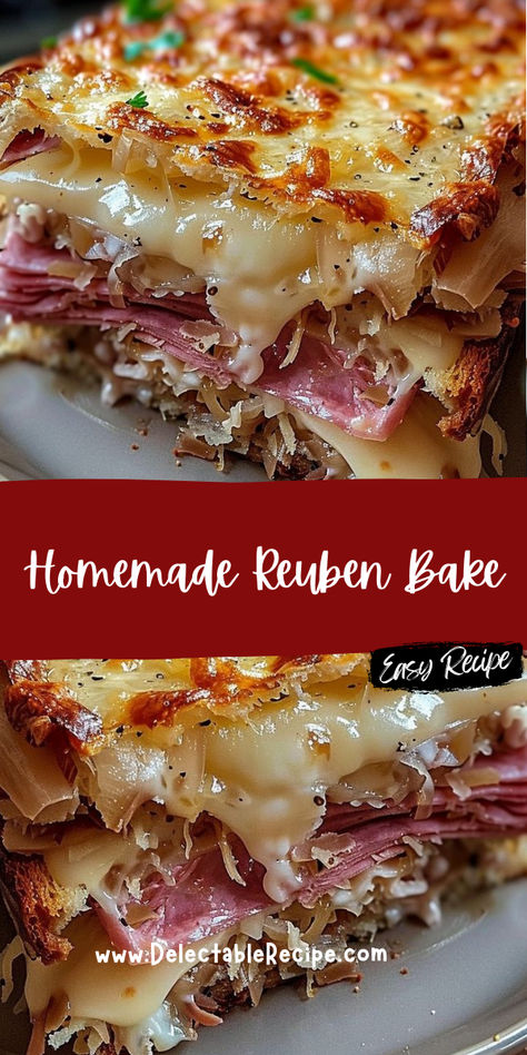 Reuben Bake With Rye Bread, Baked Reuben Sandwich, Baked Rueben Casserole, Hearty Reuben Bake Casserole, Homemade Reuben Sandwiches, Reuben Bake Casserole, Reuben Casserole Rye Bread, Rueben Casserole Baked, Ruban Casserole