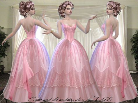 TrudieOpp's Pink Satin and Silk wedding dress-Need Mesh Barbie Sims, Vestidos Aesthetic, Sims 4 Wedding Dress, Los Sims 4 Mods, Sims Baby, Sims Houses, The Sims 4 Pc, Pelo Sims, Sims 4 Mm Cc