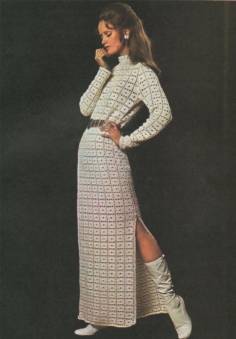 Vintage Crochet Dresses, Crochet Wedding Dresses, 1960's Fashion, Vintage Crochet Patterns, Womens Long Dresses, Crochet Wedding, Vintage Crochet Pattern, Crochet Maxi Dress, Vintage Dress Patterns