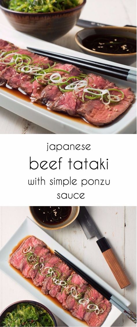 Japanese beef tataki with simple ponzu  dipping sauce. Perfect every time. Sous Vide Steak Recipe, Beef Tataki, Sous Vide Steak, Japanese Beef, Sous Vide Recipes, Cheese Making, Sous Vide Cooking, Ground Beef Recipes Easy, Japanese Cooking