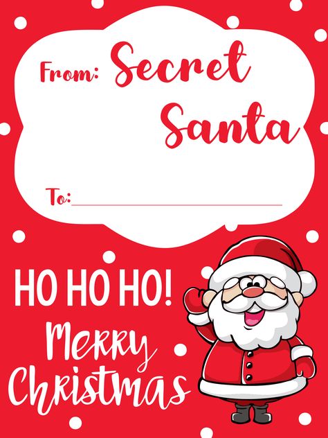 Note From Secret Santa, Secret Santa Packaging Ideas, Secret Santa Printable Tags, Secret Santa Gift Quotes, Secret Santa Labels Free Printable, Secret Santa Cards Free Printable, Secret Santa Letter Ideas, Secret Santa Gift Tags For Coworkers, Secret Santa Tags Free Printable