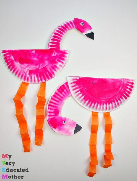 Kunst For Barn, Zoo Crafts, Zoo Animal Crafts, Flamingo Craft, Maluchy Montessori, Kerajinan Diy, Paper Plate Crafts For Kids, Animal Crafts For Kids, Bird Crafts