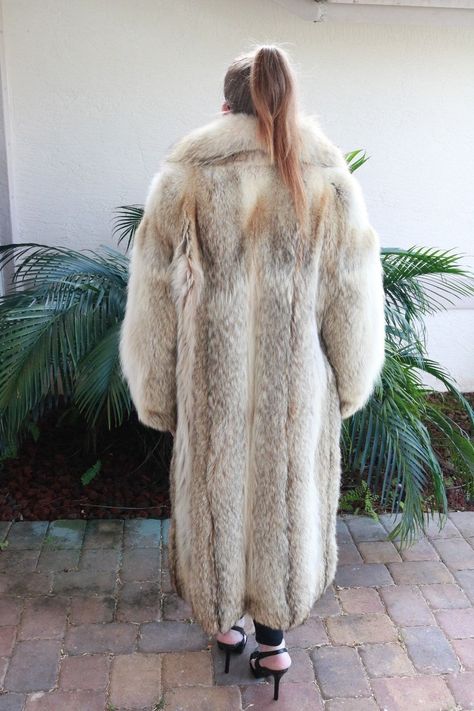 Vtg 80s Coyote Fur Coat - Make Me An Offer! 2940011111990 | eBay Coyote Fur Coat, Fur Jacket Women, Long Fur Coat, Women's Winter Coats, Cosy Outfit, Denim Coat Women, Coyote Fur, Wild Wolf, Fur Coats Women