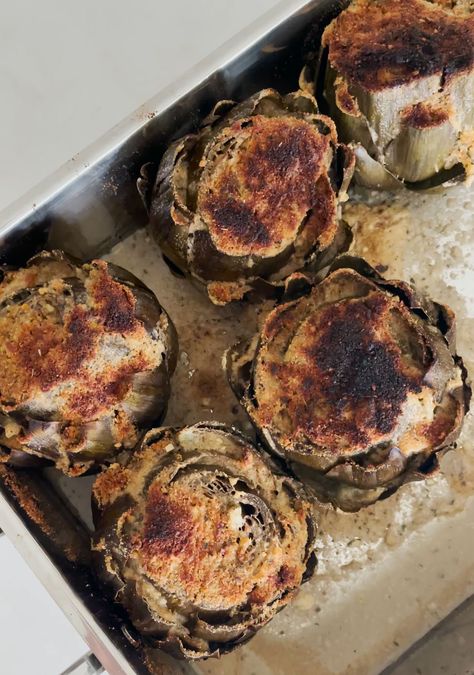 Granddaddy’s Stuffed Artichokes | Daphne Oz Daphne Oz Recipes, Stuffed Artichokes, Daphne Oz, Football Snacks, Artichoke Recipes, Vegetable Side, Vegetarian Meals, Veggie Sides, Meat Free