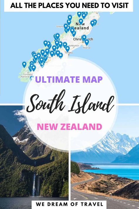 South New Zealand, New Zealand Map, Nz South Island, Map Of New Zealand, New Zealand Itinerary, New Zealand Adventure, New Zealand Travel Guide, New Zealand Landscape, New Zealand South Island