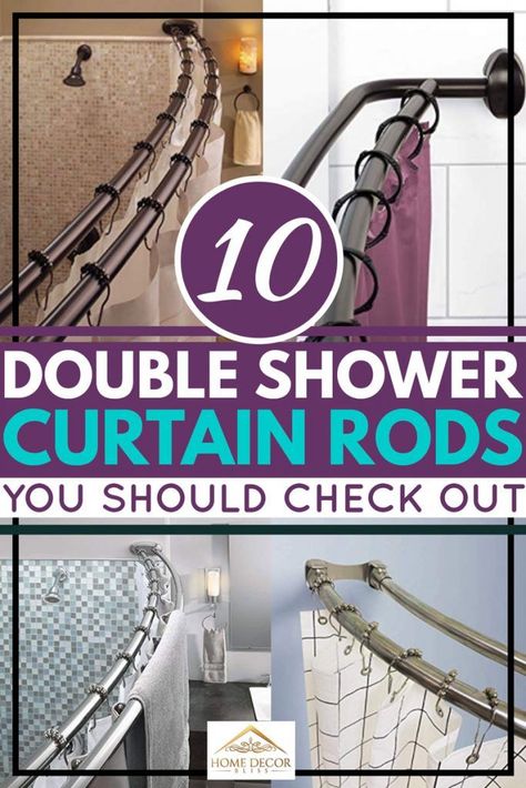 10 Double Shower Curtain Rods You Should Check Out. Article by HomeDecorBliss.com #HomeDecorBliss #HDB #home #decor Shower Curtain Ideas Creative, Double Bathtub, Double Shower Curtain Rod, Double Shower Curtain, Diy Shower Curtain, Diy Curtain Rods, Curtain Hangers, Ceiling Curtains, Shower Rods