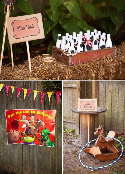 Toy Story Ring Toss, Toy Story Birthday Games, Games For Kids Party, Toy Story Game, Stick Pony, Toy Story Party Decorations, Horse Water, Horse Birthday Parties, Water Games For Kids