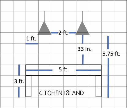 Are you wondering how high to hang your kitchen pendant lights over your island? Or want to know how large of a light to hang over your kitchen island? Here is an easy way to figure it out! Step 1: Measure Island Width Measure the total width of the kitchen island and write it down on a piece of paper. Mine is 5ft. wide. Step 2: Measure Island Length Measure the total length of the kitchen island and write it down on the same paper. Mine is 8ft. long. Step 3: Determine P… Kitchen Island Sizes, Kitchen Layout Ideas With Island, Kitchen Islands Ideas With Seating, Lights Over Island, Kitchen Island Pendant Light, Lights Over Kitchen Island, Kitchen Island Storage, Unique Kitchen Design, Small Kitchen Island