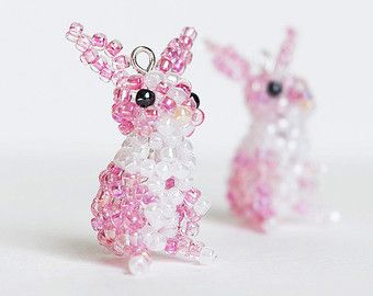 Beaded Rabbit, Easter Bunny Earrings, Rabbit Earrings, Easter Jewelry, Some Bunny Loves You, Bunny Earrings, Pink Bunny, Animal Earrings, Earrings Beaded