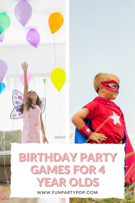 35+ Birthday Party Games for 4 Year Olds - Fun Party Pop 35 Birthday Party, March Birthday Party Ideas, Boys Birthday Party Games, Girls Birthday Party Games, 35 Birthday, Indoor Party Games, Easy Party Games, Indoor Birthday Parties, Birthday Party Games For Kids