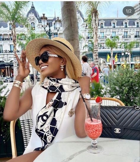 Bold Colors Fashion, Straw Hats Outfit, Black Woman Luxury Aesthetic, Italy Outfits, Effortlessly Chic Outfits, Black Femininity, Paris Outfits, Classy Work Outfits, Outfits With Hats