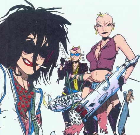 Tank Girl, Jet Girl, and Sub Girl Tank Girl Art, Tank Girl Comic, Frog Man, Junggi Kim, Jamie Hewlett Art, Jet Girl, Sequential Art, Jamie Hewlett, Tank Girl