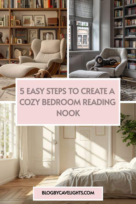 🌜 Makeover magic! See how easy it is to blend cozy bedroom décor with a functional reading nook. Our article outlines cozy bedroom ideas that are both stylish and snug. 📖💡 Check it out now for cozy inspiration! Nooks In Bedrooms, Cozy Bedroom Books, Cottage Core Reading Nook, Small Nook Ideas Bedroom, Bedroom Nook Ideas Master, Bedroom Corner Ideas Cozy Nook, Reading Corner In Bedroom, Cozy Reading Nook Ideas, Bedroom Nook Ideas