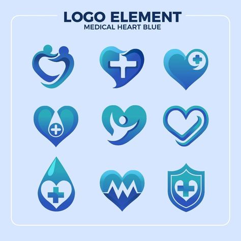 Blue Heart Medical Logo Element Heart Clinic Logo, Heart Medical, Metal Health, Clinic Logo, Logo M, Medical Logo, Care Logo, Blue Heart, Vector Art