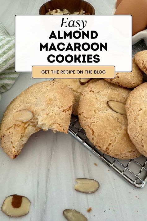 This Easy Almond Macaroon Cookie Recipe is a delicious foolproof treat bursting with the rich, nutty flavor of almonds and boasts a chewy texture that will leave you craving more. With just four simple ingredients and easy-to-follow steps, you'll be indulging in homemade almond bliss in no time! Fall Desserts Gluten Free, Macaroon Cookies Recipe, Macaroon Cookie, Easy Pumpkin Dessert, Almond Macaroons, Fall Apple Recipes, Soft Baked Cookies, Spiced Almonds, Macaroon Cookies