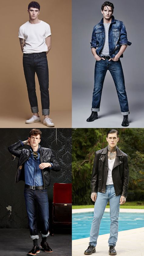 Men's Modern Greasers-Inspired Outfit Lookbook 50s Outfits Men, Greaser Outfit, Grease Outfits, 50s Outfit, Greaser Style, 80s Fashion Men, 50s Outfits, Fashion 50s, Outfit Retro