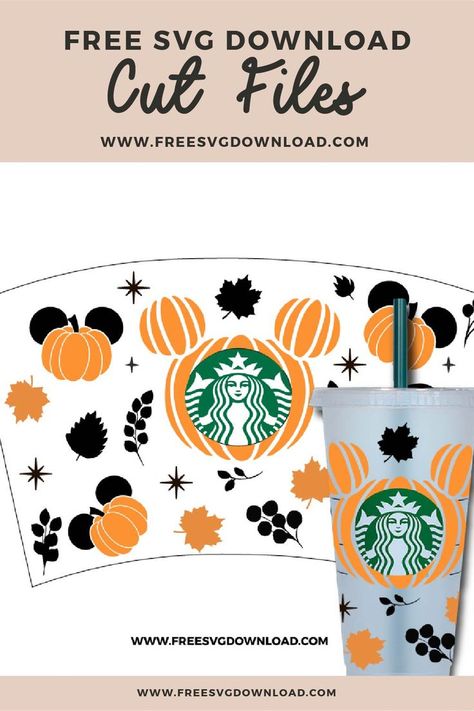 Starbucks Cup Svg File Free, Fall Cricut Designs, Halloween Cup Wrap Svg, Mickey Pumpkin Svg, Free Svg Files For Cricut Starbucks Cups, Disney Starbucks Cup Svg, Starbucks Cricut Ideas, Starbucks Svg Free, Cricut Png Files Free