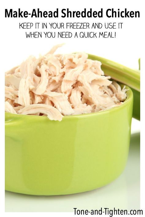 Make-Ahead Shredded Chicken (Freezer Meal) Chicken Freezer, Slow Cooker Shredded Chicken, Chicken Freezer Meals, Yogurt Chicken, Freezer Meal, Freezer Cooking, Make Ahead Meals, Batch Cooking, Slow Cooker Chicken