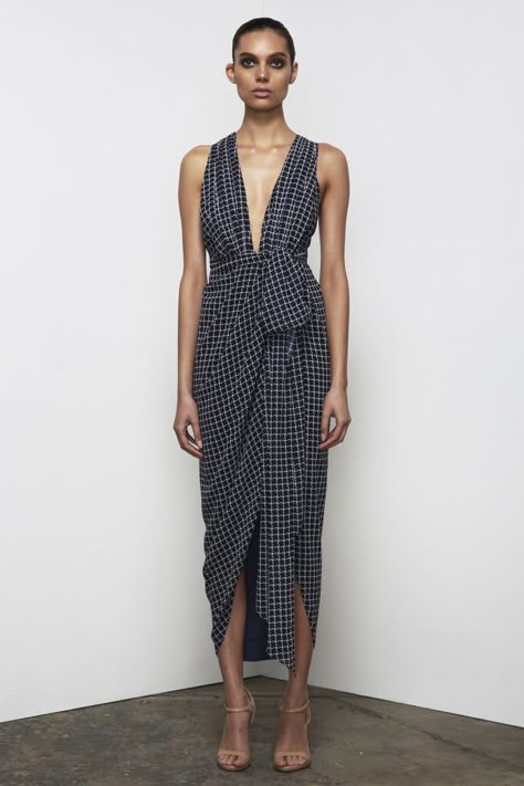 Chic Strappy Cross-tied Dress, Chic Drapey V-neck Dress, Asymmetrical Pre-draped Maxi Dress For Summer, Pre-draped Asymmetrical Maxi Dress For Summer, Pre-draped Asymmetrical Summer Dress, Shona Joy, Plunging Neck, Chic Skirts, Draped Skirt