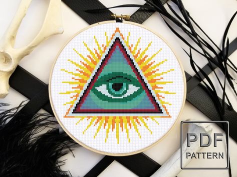 Felt Tapestry, Physical Project, The Eye Of Providence, Divine Providence, Eye Of Providence, Embroidery Wall, Baby Cross Stitch Patterns, Embroidery Wall Art, Pattern Cross Stitch