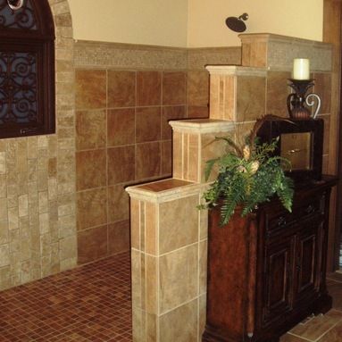 Traditional Walk-in Shower Bathroom Design Ideas, Pictures, Remodel and Decor Doorless Shower Design, Doorless Shower, Master Bath Shower, Open Showers, Walk In Shower Designs, Luxury Shower, Bathroom Remodel Shower, Home Design Ideas, Shower Remodel