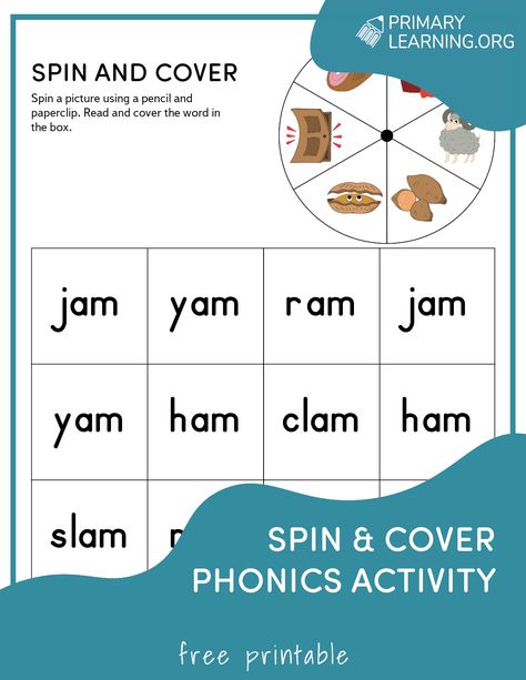 In this AM word family activity children spin a picture, read the word in the corresponding box and cover it. Reading words: jam, yam, ham, ram, clam, slam #kindergarten #kindergartenworksheets #phonics #reading https://primarylearning.org/worksheet/am-word-family-activities/?utm_source=pinterest&utm_medium=social&utm_campaign=phonics&utm_term=kindergarten&utm_content=word_families_spin_cover Am Word Family, Teaching Short Vowel Sounds, Word Family Activity, Spelling Dictionary, Word Families Printables, Medial Sounds, Vowel Practice, Kindergarten Word Families, Word Family Activities