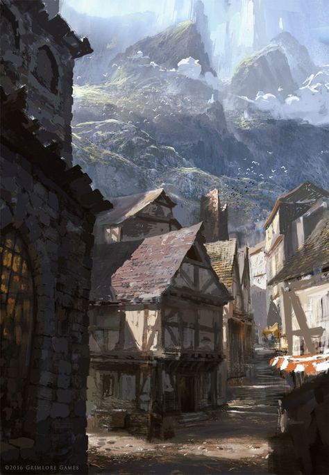 Vila Medieval, Concept Art Landscape, Fantasy Village, Fantasy Town, Fotografi Urban, Istoria Artei, Concept Art World, Fantasy Magic, Landscape Concept