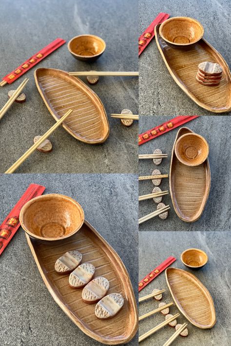 Ceramic sushi plates set, Japanese chopstick, Rest minimal rustic oval sushi platter, Gift for sushi lover, Pottery sushi serving tray set Sushi Tray Ceramic, Ceramic Sushi Plate, Sushi Plate Set, Minimal Rustic, Sushi Plates, Sushi Platter, Japanese Chopsticks, Serving Tray Set, Sushi Set