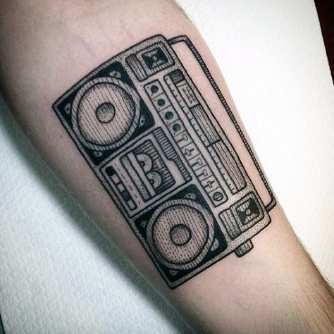 Boombox Tattoo, Box Tattoo, Inner Forearm Tattoo, Skeleton Tattoos, Pin Up Tattoos, Lips Drawing, Traditional Tattoo Flash, Music Tattoos, Vintage Tattoo