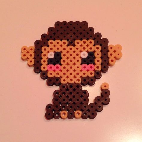 Hama Perler Monkey  Hama/Perler Beads Pinterest Perler Bead Designs, Hamma Beads Ideas, Easy Perler Bead Patterns, Melty Bead Patterns, Pearl Beads Pattern, Art Perle, Fuse Bead Patterns, Fusion Beads, Hama Beads Design