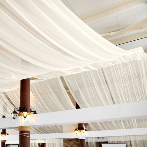 Curtain Draping, Ceiling Drapery, Ceiling Drapes, Wedding Ceiling, Ceiling Draping, Ceiling Curtains, Long Drapes, Voile Fabric, Drape Panel