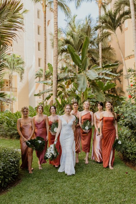 Candid Bridal Party Beach Photos in Mexico | Puerto Vallarta Elopement Photographer. This bridal party color palette was perfect for this coastal beach wedding in Puerto Vallarta! Find candid bridal party photo ideas in Mexico, beach wedding photo ideas for bridal party, candid bridal party pose inspiration, and bridal party group photos in Mexico. Book Dacia at eagerheartsphotography.com for your destination wedding or elopement in Puerto Vallarta. Tropical Wedding Color Palette, Bridal Party Beach, Mexico Puerto Vallarta, Pink Bridal Party, Bridal Parties Colors, Puerto Vallarta Wedding, Bridal Party Poses, Bridal Party Hair, Beach Wedding Colors