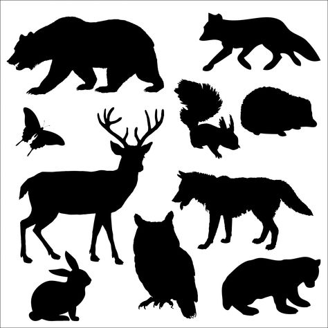 Animals Of The Forest Woodburning Ornaments, Western Animals, Urs Polar, Animal Stencil, Theme Nature, Silhouette Stencil, Animal Silhouette, Image Icon, Bear Stuffed Animal