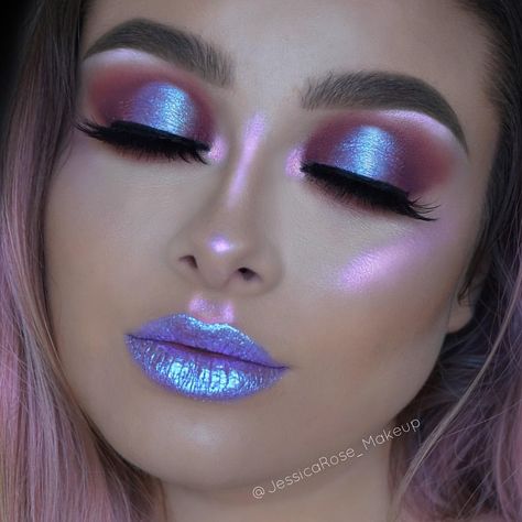 Alien Make-up, Fantasy Make-up, Alien Makeup, Dark Eyeshadow, Make Up Inspiration, Rave Makeup, Unicorn Makeup, Makeup Artist Tips, Purple Makeup