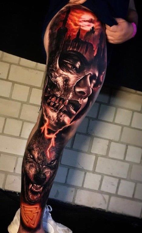 Tattoo House, Wolf Woman, Colour Tattoo For Women, Abstract Realism, Girl Face Tattoo, Realistic Tattoo Sleeve, Men Tattoos Arm Sleeve, Wicked Tattoos, Chest Piece Tattoos