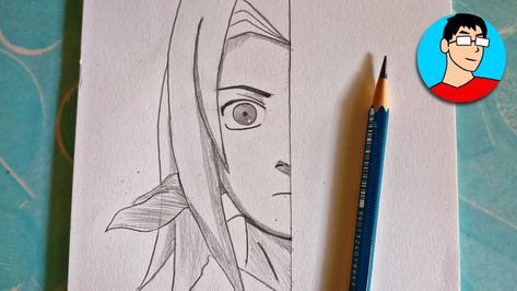 Abhishek Drawing| NARUTO Half Face Sketch, Half Face Drawing, Drawing Naruto, Face Sketch, Half Face, Anime Drawing, Anime Dragon Ball Super, Sakura Haruno, Anime Dragon Ball