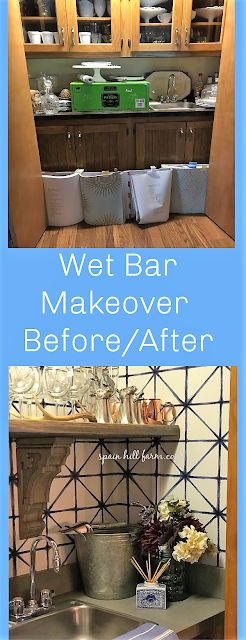 We are renovating a custom built 1980s contemporary.  We began with this small wet bar area.  Visit the blog to see the full reveal\ Repurpose Wet Bar Area, Wet Bar Repurpose Ideas, Small Wet Bar, Bar In Living Room, Built In Wet Bar, Bar Renovation, Makeover Before And After, Wet Bars, Bar Room