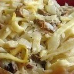 Kluski (Polish Noodles and Sauerkraut) Polish Noodles, Kluski Noodles, German Food Authentic, Can Water, Eastern European Recipes, Oktoberfest Food, Sauerkraut Recipes, European Kitchens, Cabbage Recipes